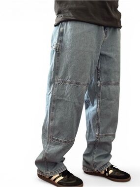 Y2K Empyre Jeans Size 34 X 29 Double Knee Carpenter Baggy Embroidered Skate USA